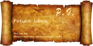Petyka Iduna névjegykártya